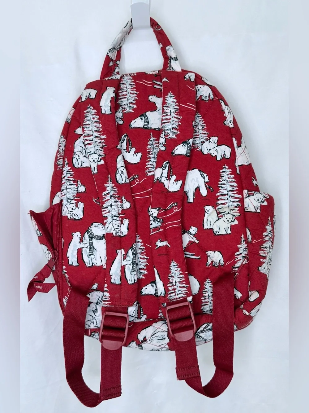 Vera Bradley Red Quilted Polar Bear Print Backpack